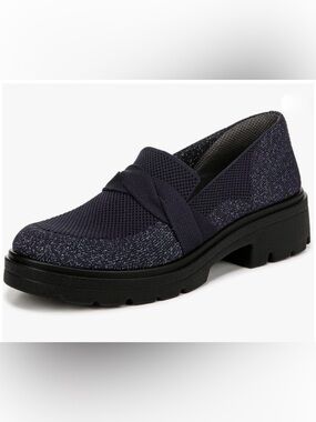 Bzees Women's Navy Knit Slip-On Loafer with Metallic Accent Size 10
